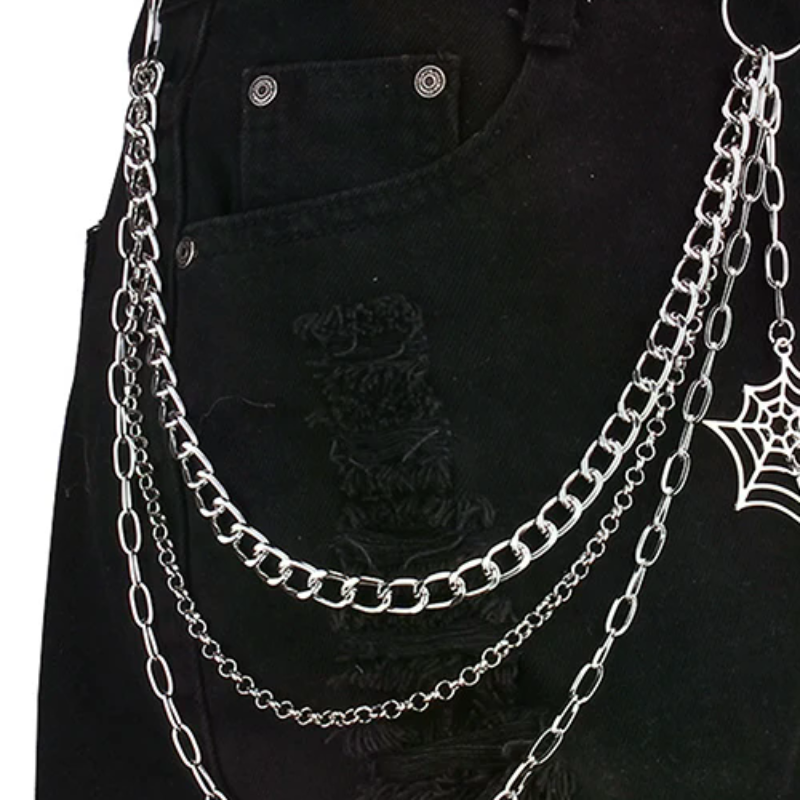 Street Fashion Jeans Women - Fashion Punk Metal Pants Chain Hip