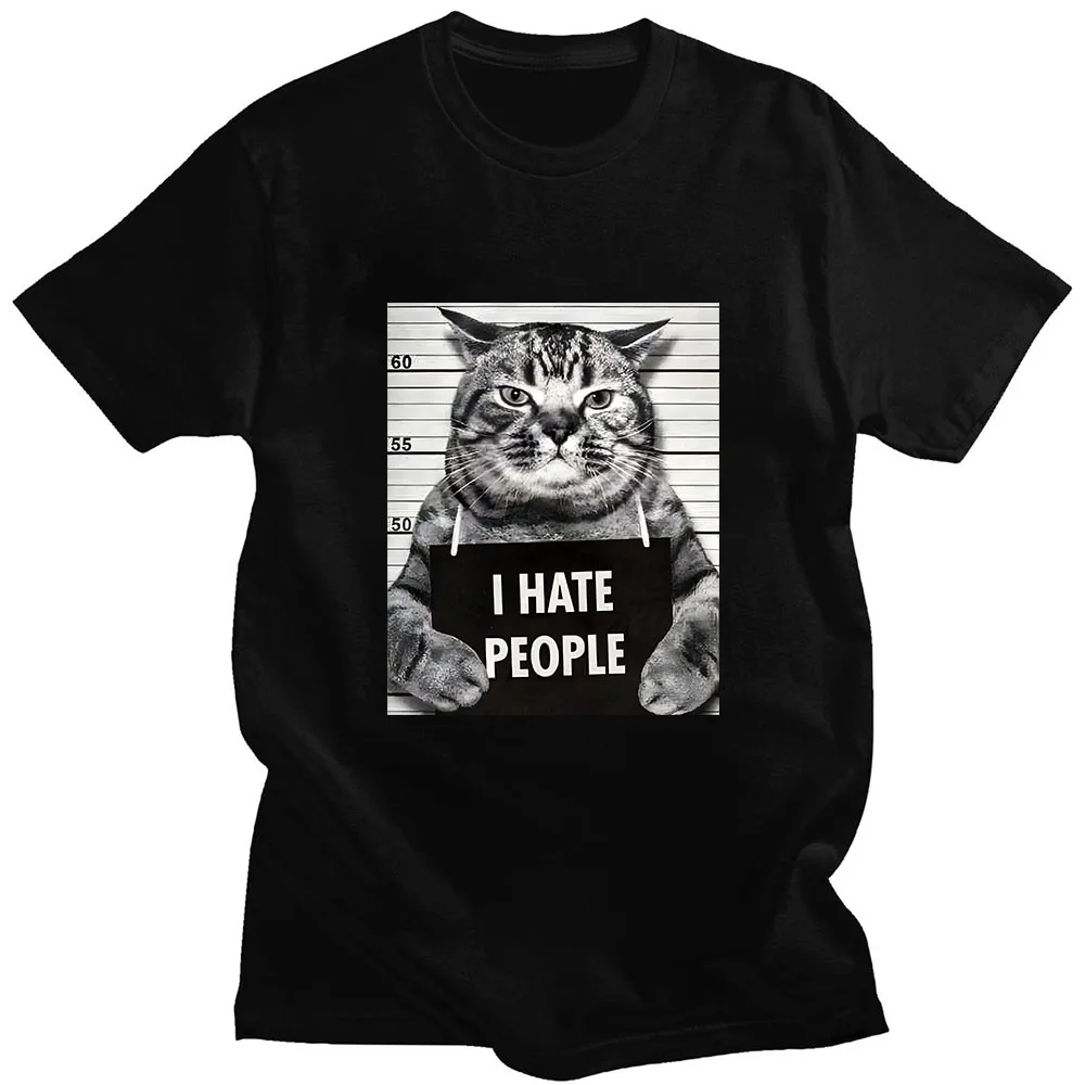 Street Fashion Asian Men - Asian sizeI Meow Print T-shirt Fun