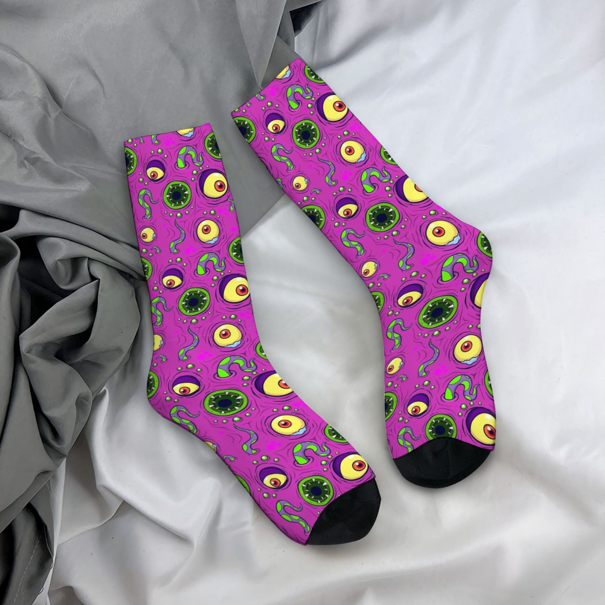 Street Fashion Style Youtube - Crazy Cartoon Zombie Eye Men's Socks
