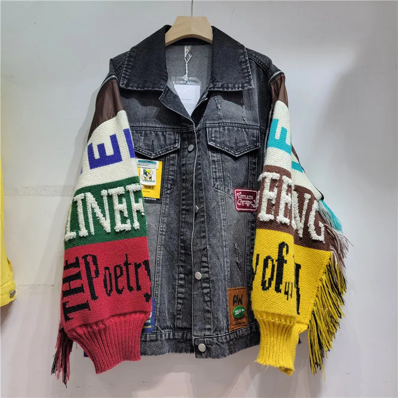 Street Fashion Jeans Women - Women Denim Jacket Autumn Fashion Letter