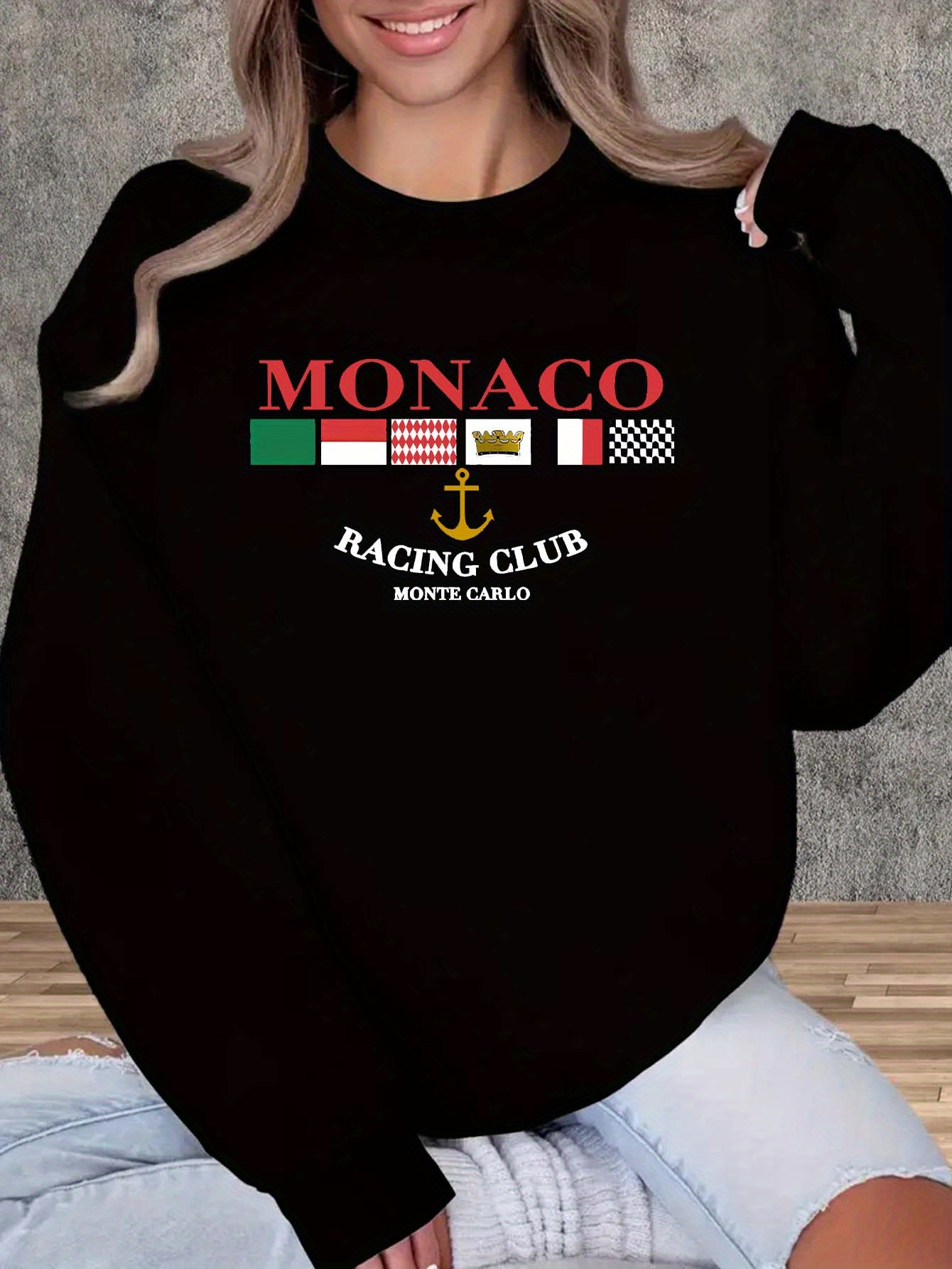 Street Fashion Monaco - Women's MONACO Print Sweatshirt Female Fashion