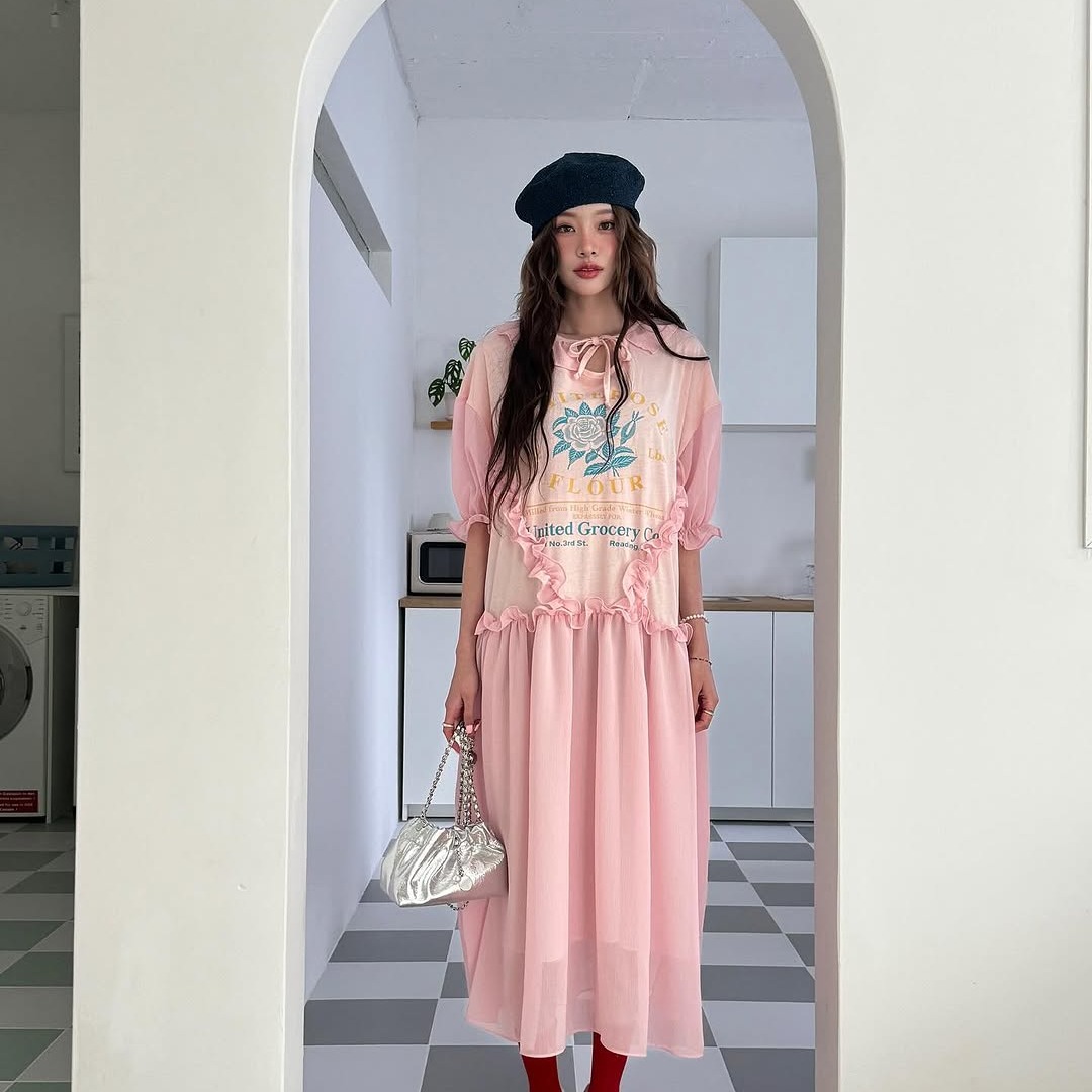 Street Fashion Types - Fashionable Print Loose Long Dress Chic
