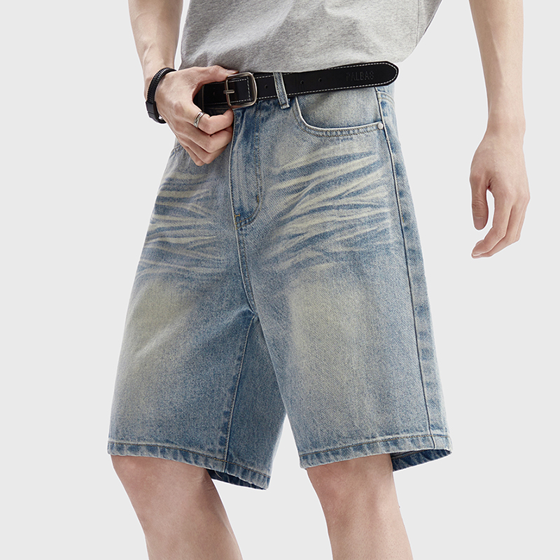 Street Fashion Baggy - Vintage Washed Denim Shorts Men's Loose