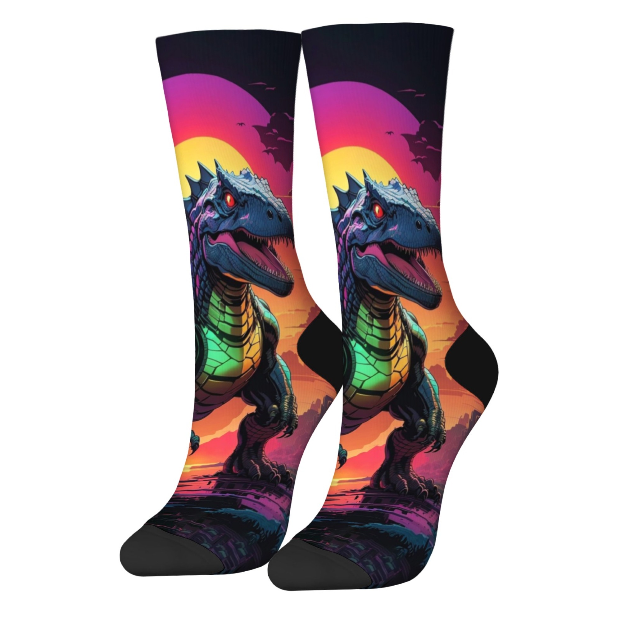 Street Fashion Style Youtube - Comic Style Jurassic Dinosaur Socks Casual