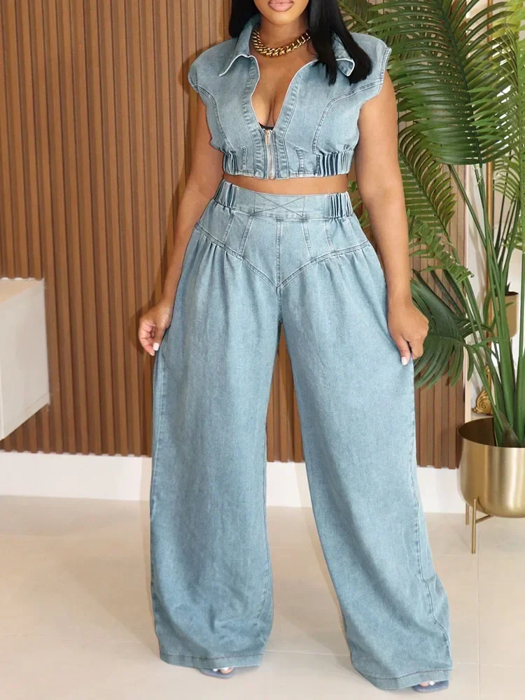 Streetwear Denim Sets Women 2  - Street Fashion Jeans Women 评论和价格