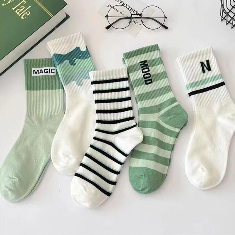 3/7 Pairs Women Striped Printe - Street Fashion Style Youtube 评论和价格