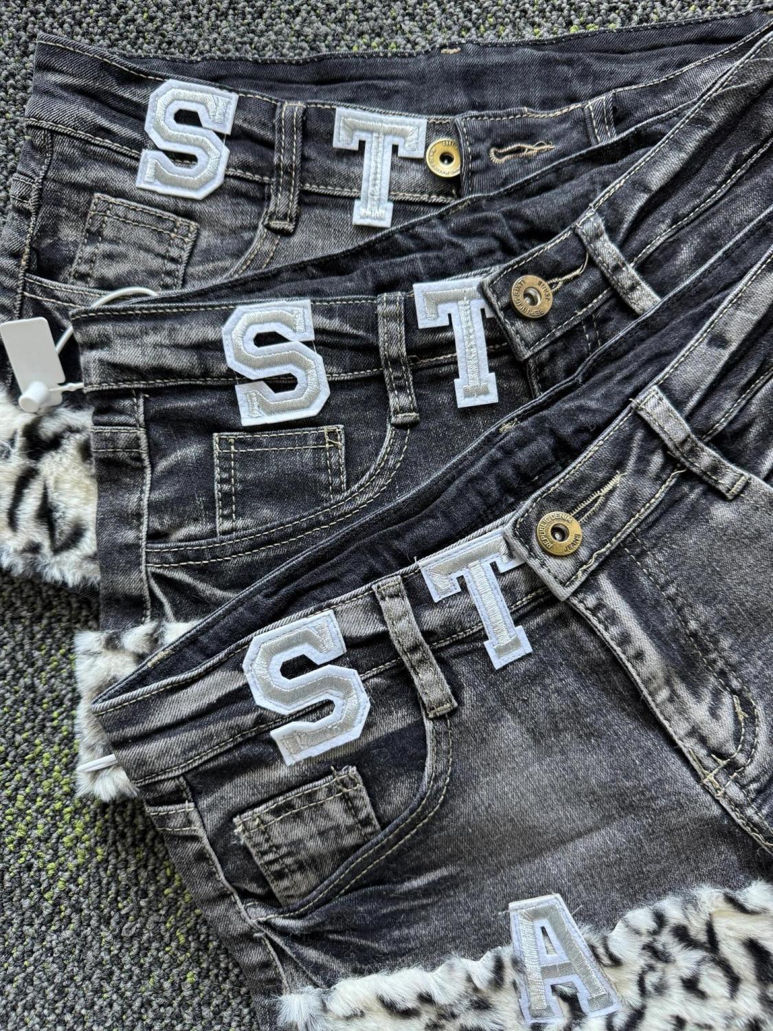 Y2k Embroidered Patch Denim Sh - Street Fashion Jeans Women 评论和价格