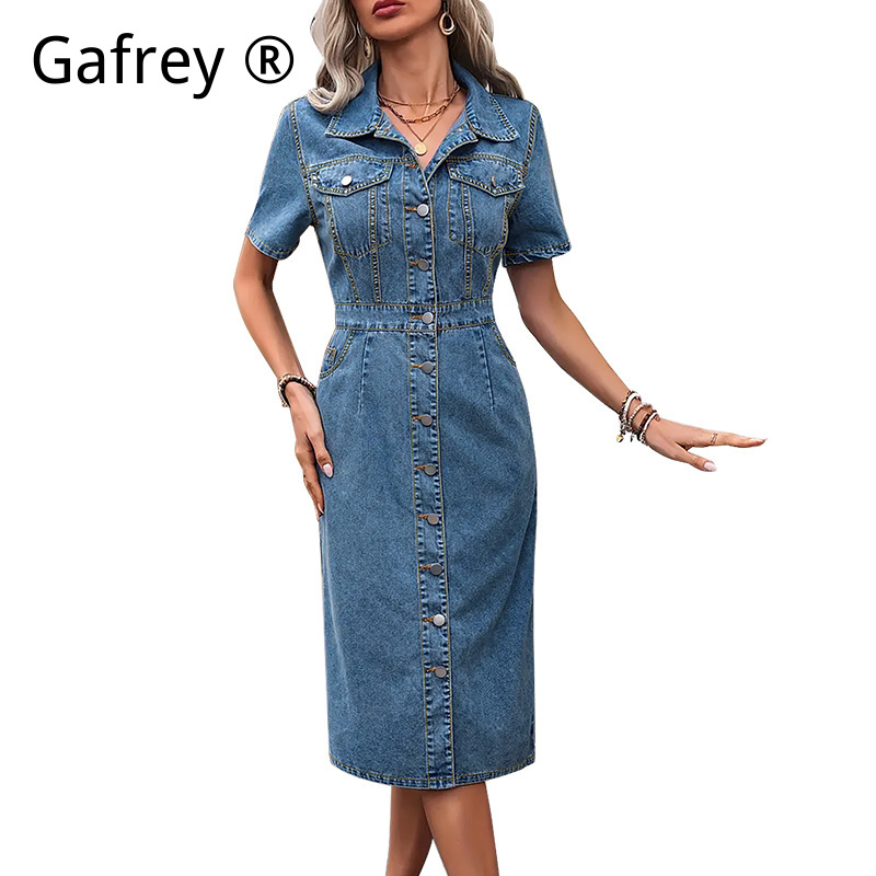 Plus Size Women Lapel Denim Dr - Street Fashion Jeans Women 评论和价格