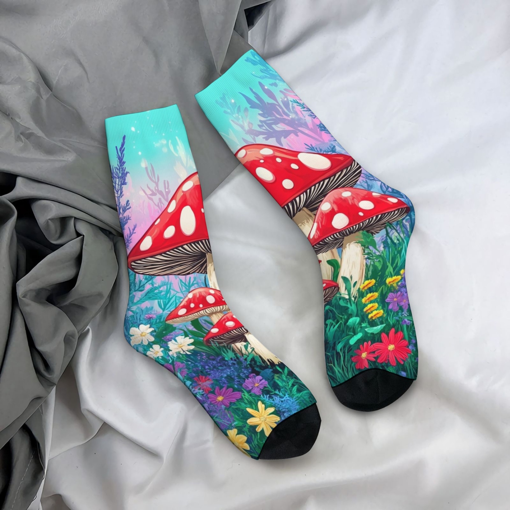 Magic Forest Mushroom Socks No - Street Fashion Style Youtube 评论和价格