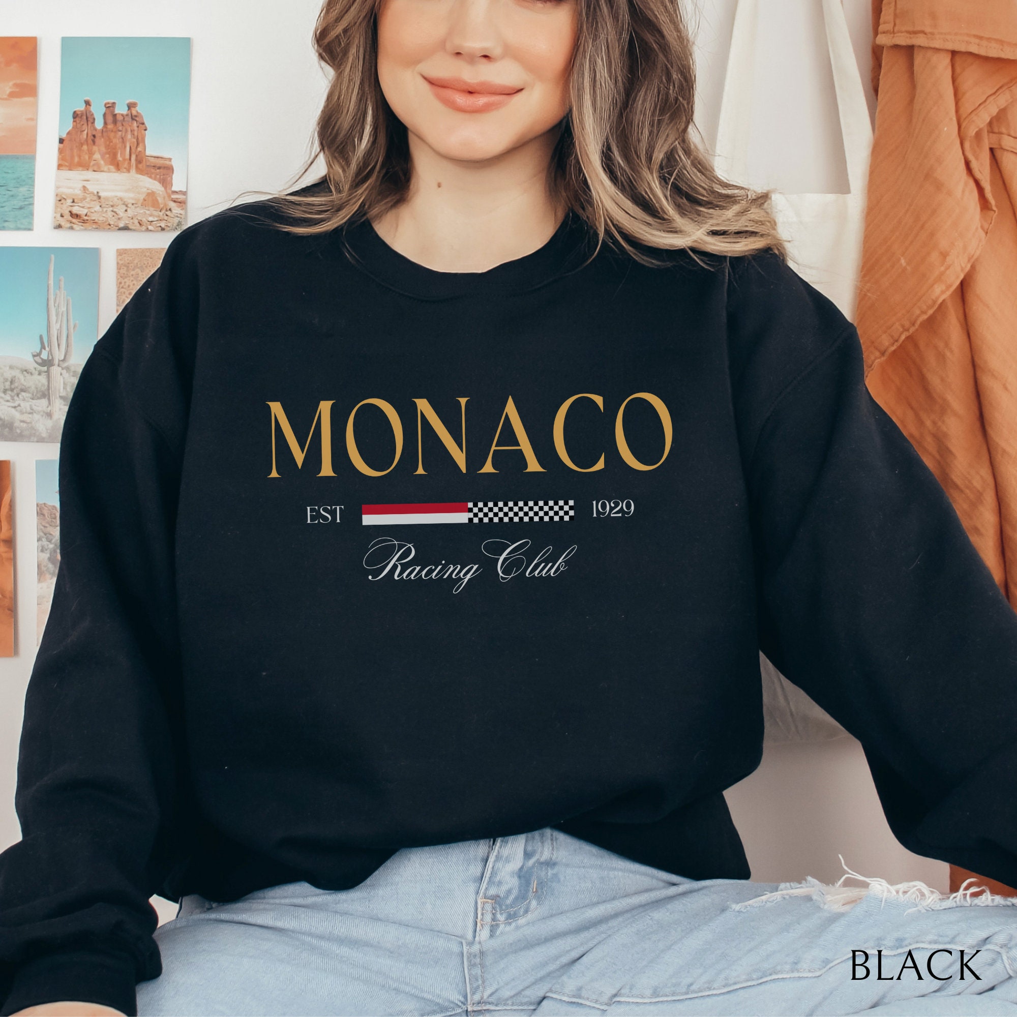 Women's MONACO Print Sweatshir - Street Fashion Monaco 评论和价格