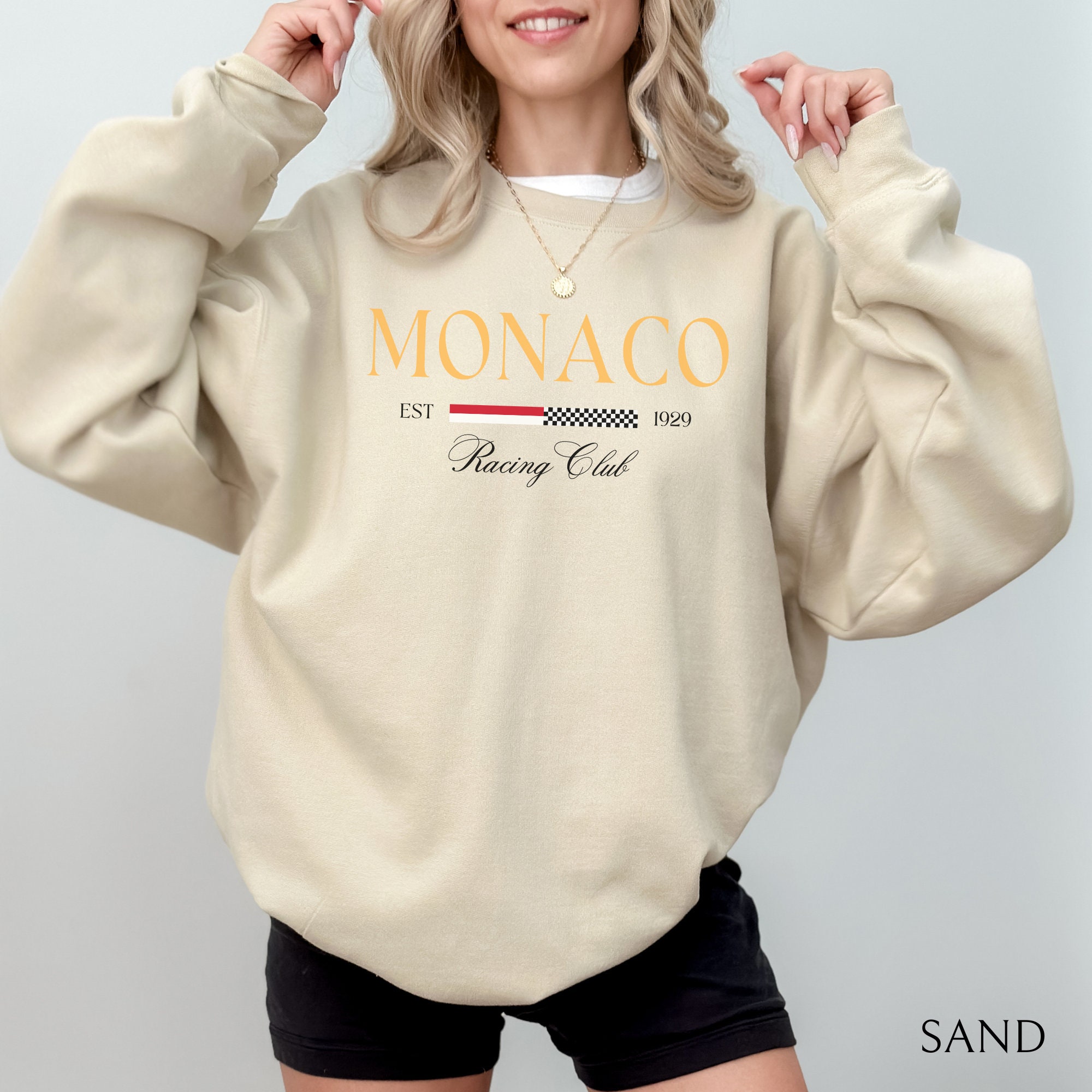 Women's MONACO Print Sweatshir - Street Fashion Monaco 评论和价格
