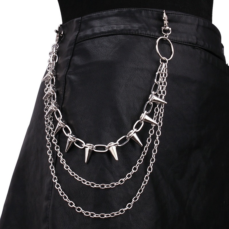 Hip Hop Punk Rock Metal Pants  - Street Fashion Jeans Women 评论和价格