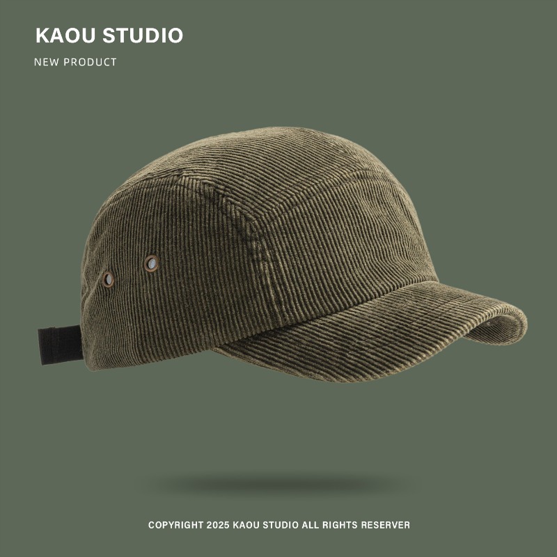 Japanese Retro Solid Color Cor - Corduroy Cap 5 Panel 评论和价格