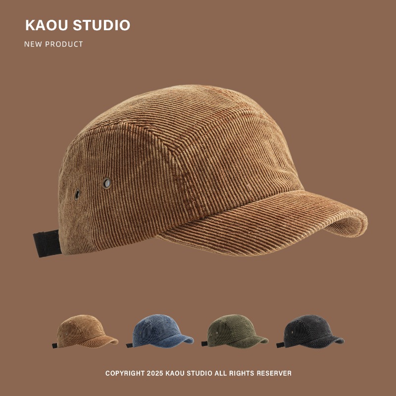 Japanese Retro Solid Color Cor - Corduroy Cap 5 Panel 评论和价格