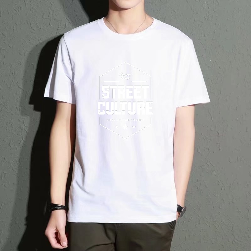 Men's Black Round-Neck Short-S - Street Fashion Culture 评论和价格