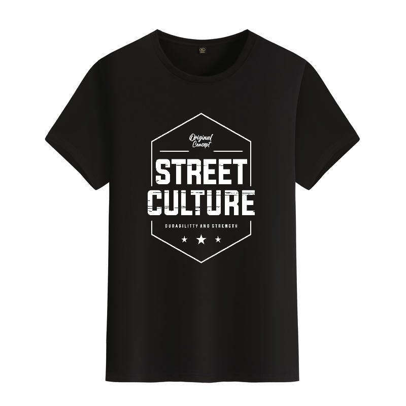 Men's Black Round-Neck Short-S - Street Fashion Culture 评论和价格