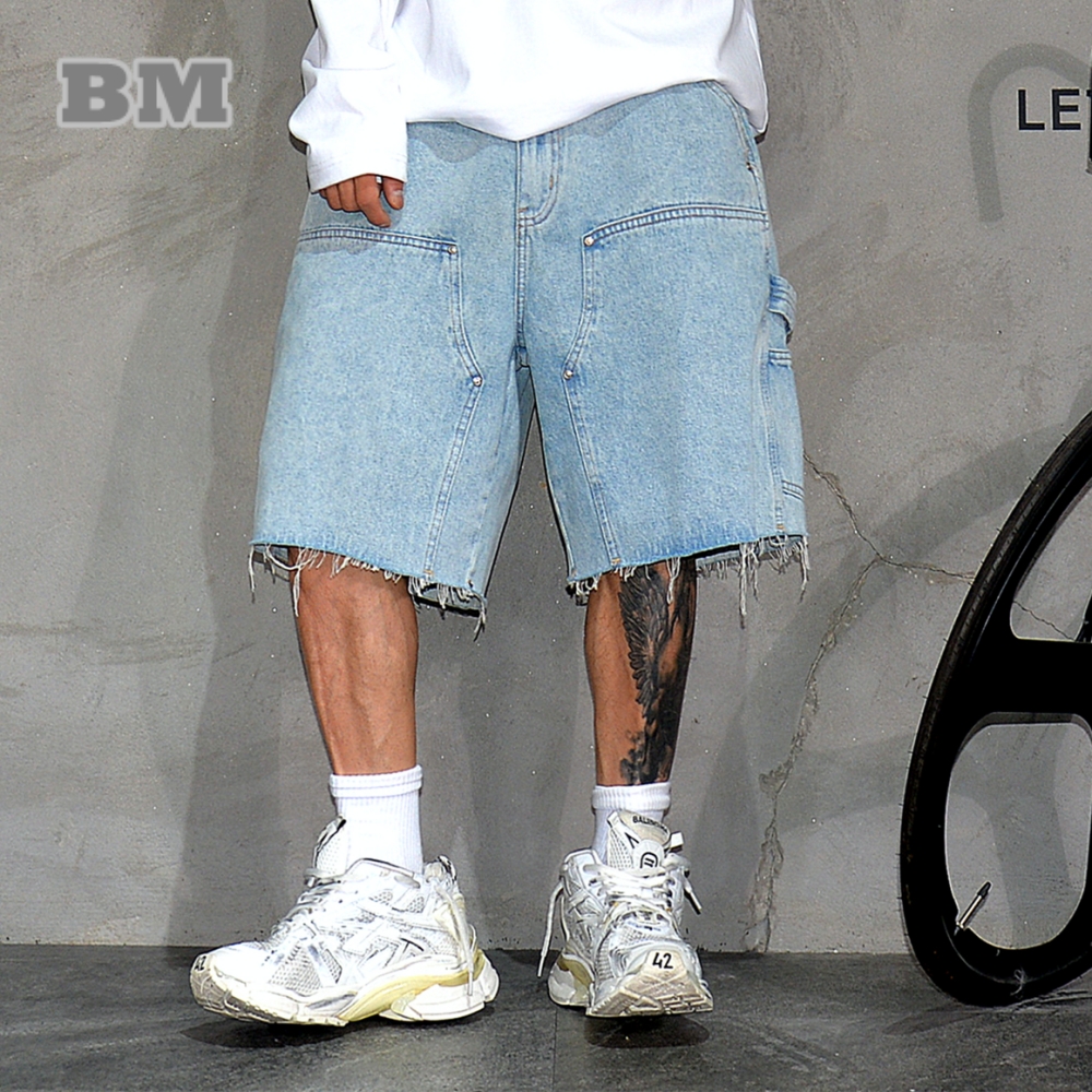 American Workwear Denim Shorts - Street Fashion Baggy 评论和价格