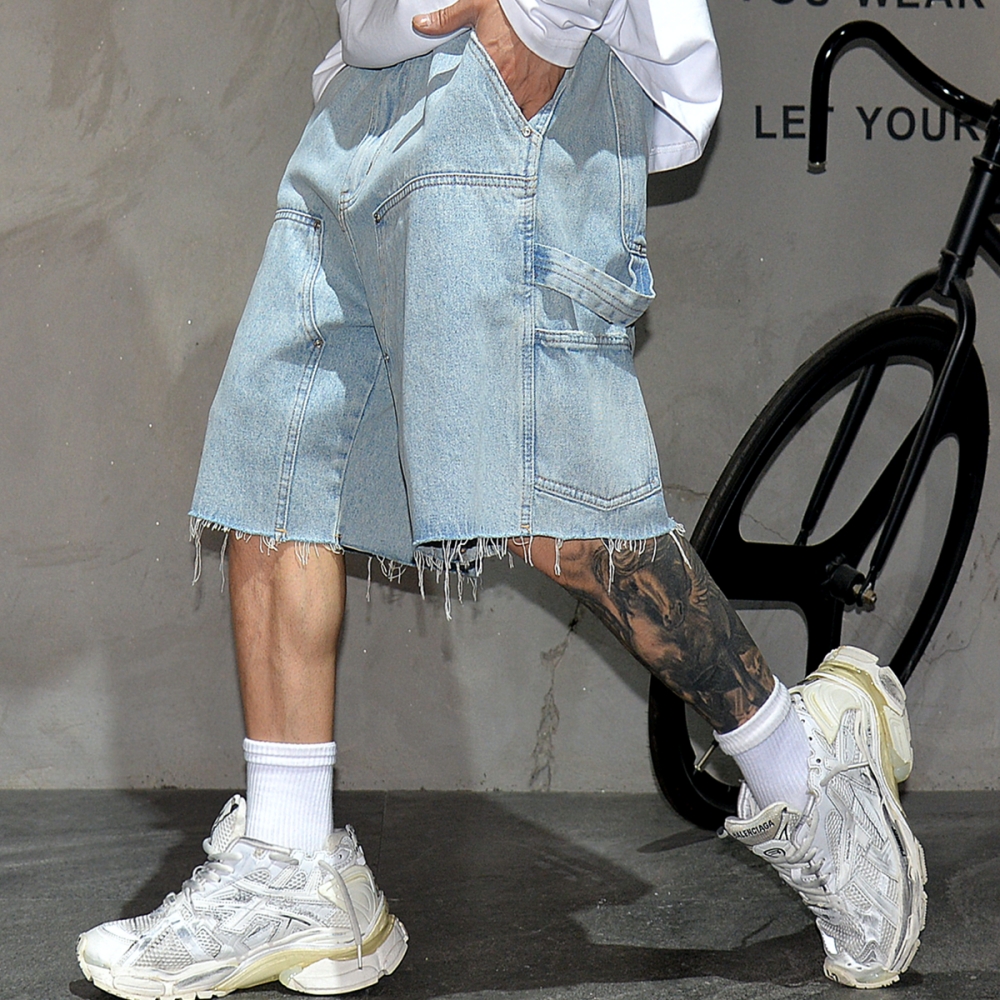 American Workwear Denim Shorts - Street Fashion Baggy 评论和价格