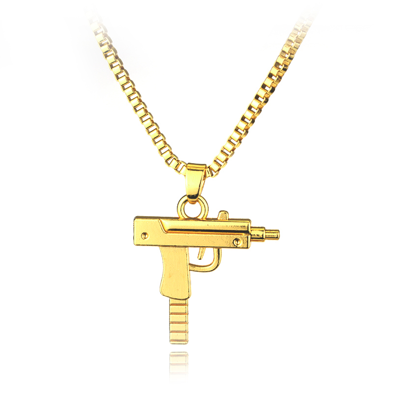 Trendy Uzi Gun Shaped Pendant  - Street Fashion Baggy 评论和价格