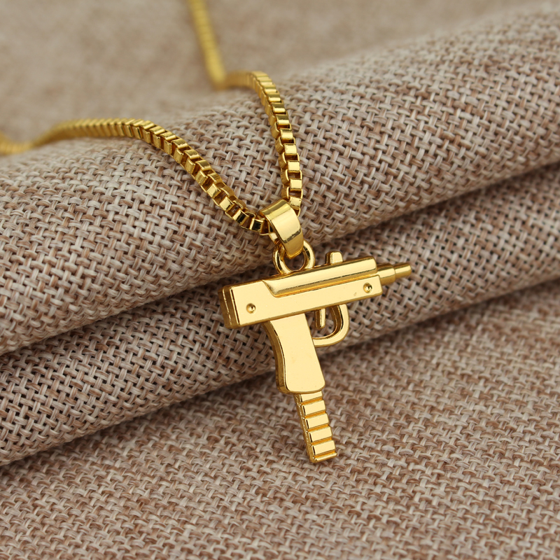 Trendy Uzi Gun Shaped Pendant  - Street Fashion Baggy 评论和价格