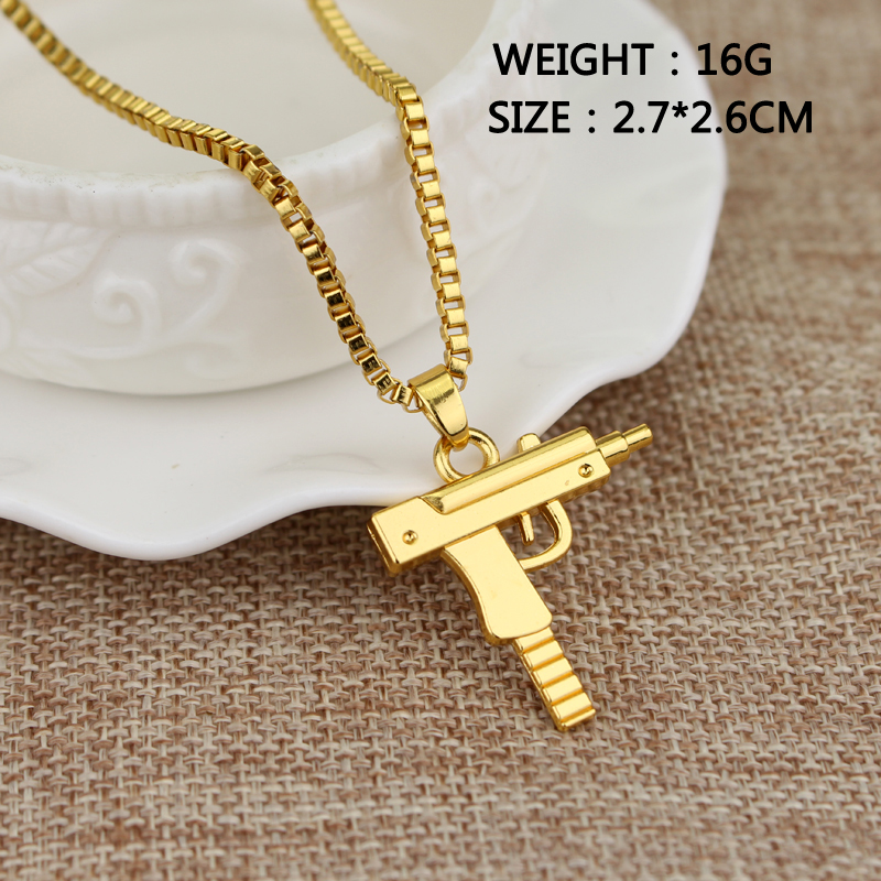 Trendy Uzi Gun Shaped Pendant  - Street Fashion Baggy 评论和价格