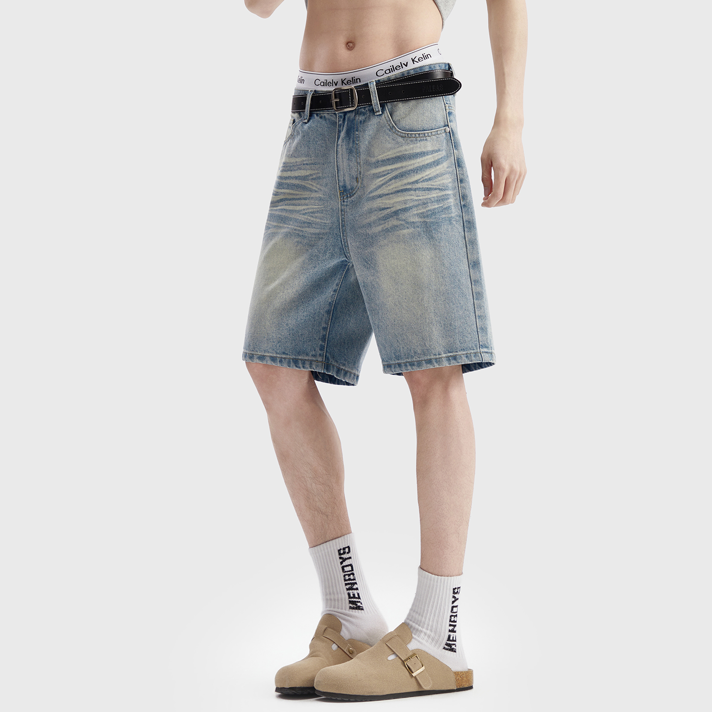 Vintage Washed Denim Shorts Me - Street Fashion Baggy 评论和价格
