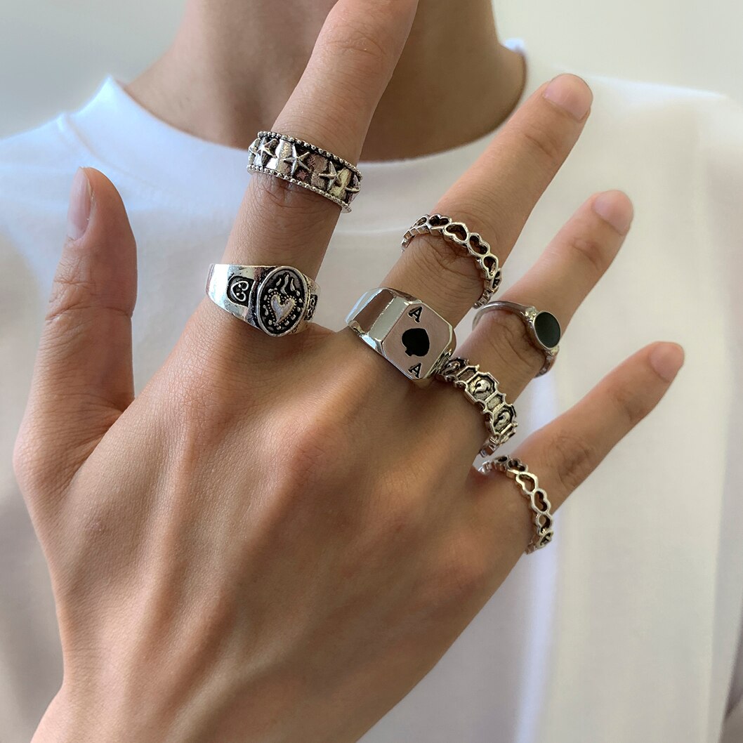 7Pcs/Set Goth Carved Heart Pok - Street Fashion Goth 评论和价格
